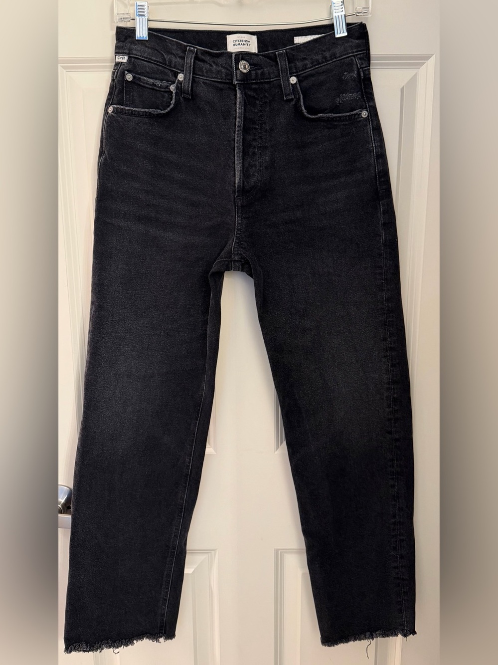 Citizens of Humanity Florence High Rise Straight Leg Jeans, Distressed Black, 25